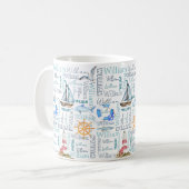 Mug Pastel nom personnalisé voile nautique marine (Devant gauche)