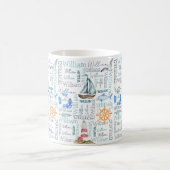 Mug Pastel nom personnalisé voile nautique marine (Centre)