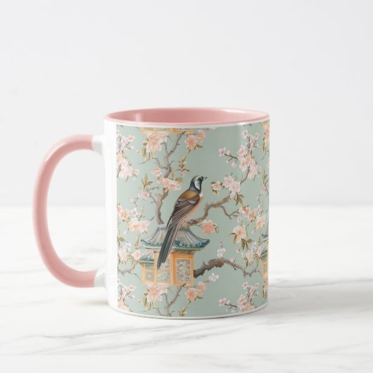 Mug Pastel Oriental Oiseaux et fleurs de fruits (Gauche)