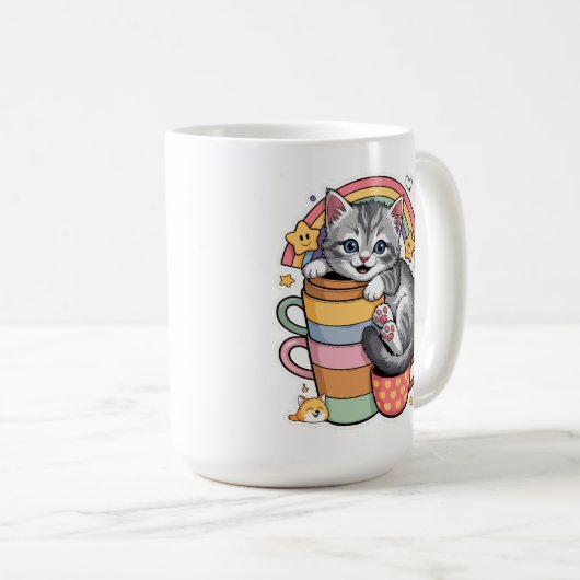 Mug Pastel Paws & Rainbow Sips (Devant droit)