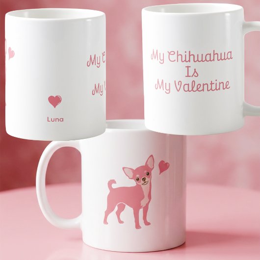 Mug Pastel Pink Chihuahua Valentine Mug, Custom Name