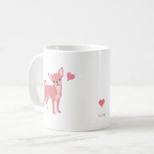 Mug Pastel Pink Chihuahua Valentine Mug, Custom Name (Devant gauche)