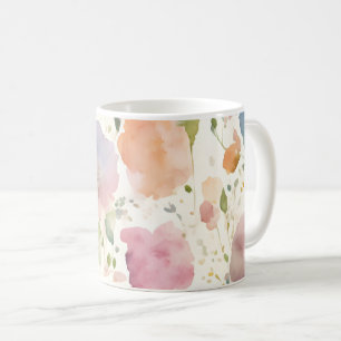 Mug Pastel Pink Peach Lilac Flores Fleurs sauvages Par