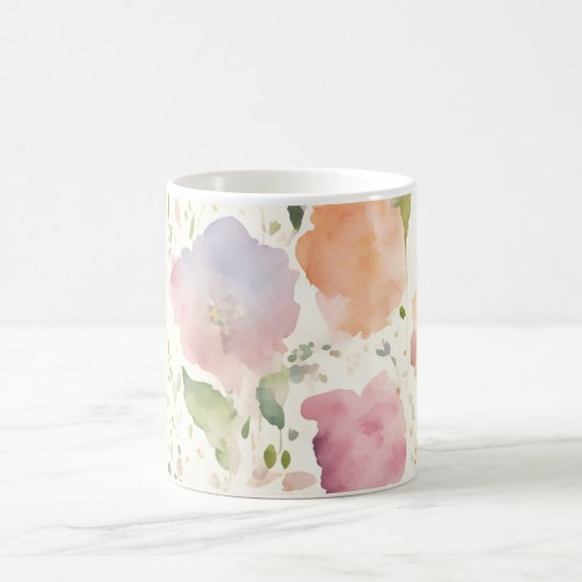 Mug Pastel Pink Peach Lilac Flores Fleurs sauvages Par (Centre)