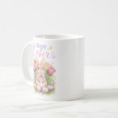Mug Pastel Pink Tulips Easter Bunny Happy Easter (Devant gauche)