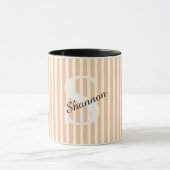 Mug Pastel rayé Nom du monogramme (Centre)