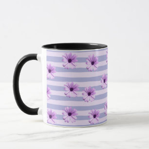 Mug Pastel rayures motif avec marguerites