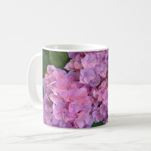 Mug Pastel rose Hortensia hydrangea fleurs (Devant gauche)