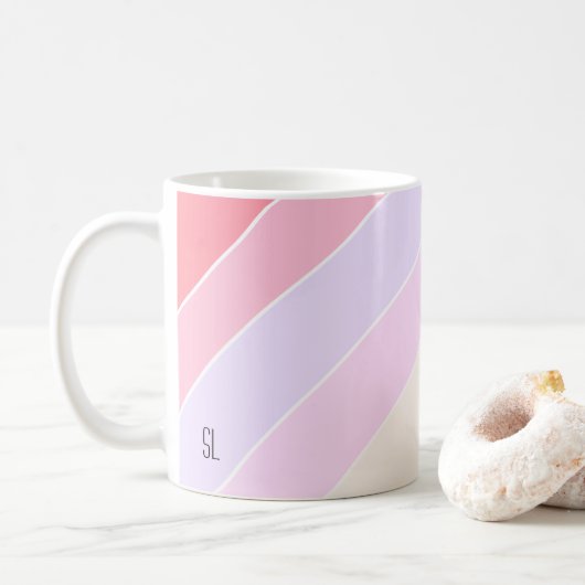 Mug Pastel Stripes Personnalisé (Avec donut)