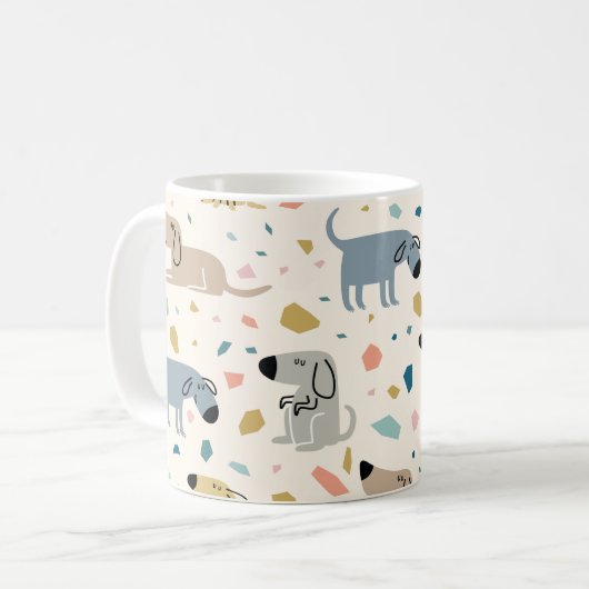 Mug Pastel Terrazzo Funny Mignonne Chien Motif (Devant gauche)