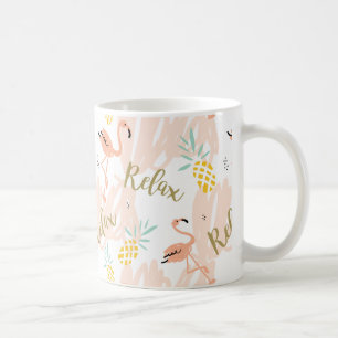 Mug Pastel Tropical Pink Flamingo Motif
