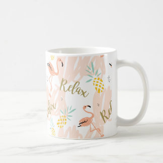 Mug Pastel Tropical Pink Flamingo Motif