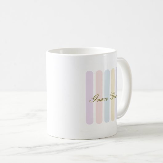 Mug Pastel Vertical Stripes Nom du Script (Devant droit)
