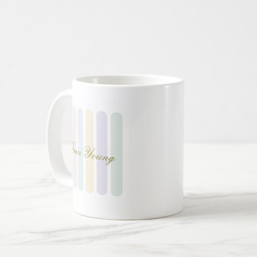 Mug Pastel Vertical Stripes Nom du Script (Devant gauche)