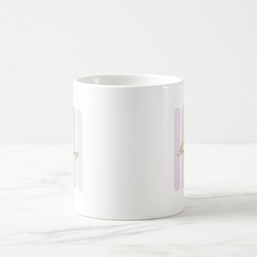 Mug Pastel Vertical Stripes Nom du Script (Centre)