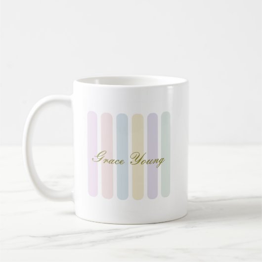 Mug Pastel Vertical Stripes Nom du Script (Gauche)