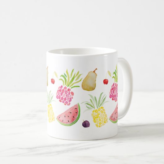Mug pastèque d'ananas aux cerises de fruits d'aquarell (Devant droit)