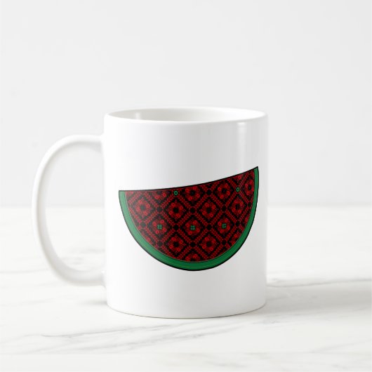 Mug Pastèque de Palestine Broderie tatreez rouge (Gauche)