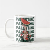 Mug pastèque, fleurs et palestine Texte Répéter (Gauche)