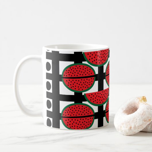 Mug Pastèque Motif Géométrique De Fruit D'été (Avec donut)