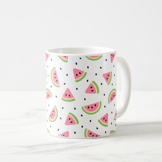 Mug Pastèque rose, Graines de pastèque, Motif d'été (Devant droit)