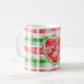 Mug Pastèque rouge vert blanc cœurs rayures (Devant gauche)