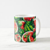 Mug Pastèques, citron vert, feuilles de pastèque, peti (Devant droit)