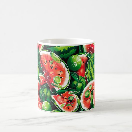 Mug Pastèques, citron vert, feuilles de pastèque, peti (Centre)