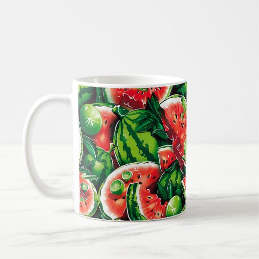 Mug Pastèques, citron vert, feuilles de pastèque, peti (Gauche)