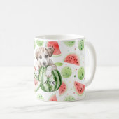 Mug Pastèques rouges vertes blanches Chien (Devant droit)