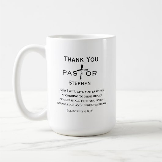 Mug Pasteur Appréciation Cross Scripture Personnalisée (Gauche)