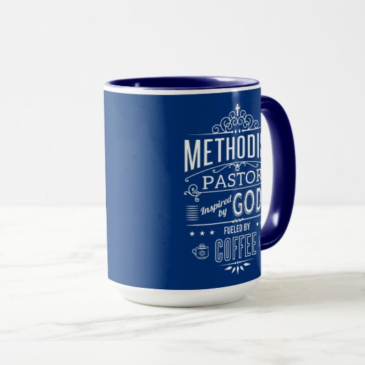 Mug Pasteur méthodiste, inspiré de Dieu et du café (Devant droit)