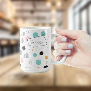 Mug Pat Abstrait géométrique rétro n° 1 rose Turquoise