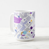 Mug Pat Abstrait géométrique rétro n° 4 bleu violet ID (Devant gauche)
