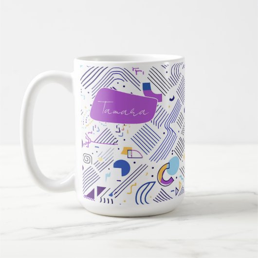 Mug Pat Abstrait géométrique rétro n° 4 bleu violet ID (Gauche)