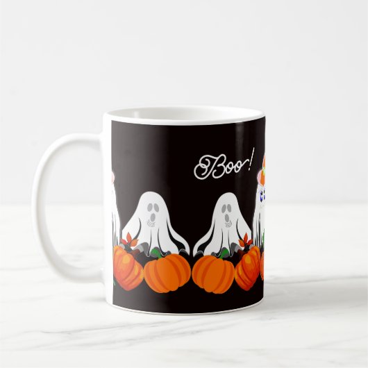 Mug Patch de Citrouille éffrayant Funky Ghost Boo Hall (Gauche)