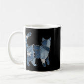 Mug Patch en denim drôle rétro imprimé animal chat  (Gauche)