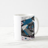 Mug Patchwork bleu, populaire, patchwork, folklorique, (Devant droit)