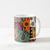 Mug Patchwork bohème Mandala et Motif Paisley (Devant droit)