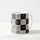 Mug Patchwork botanique floral cuir aspect couture (Devant droit)