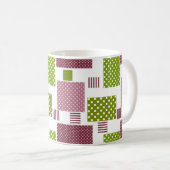 Mug Patchwork brun vert pois dos blanc (Devant droit)