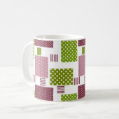 Mug Patchwork brun vert pois dos blanc (Devant gauche)