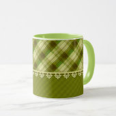 Mug Patchwork couleur olive, carreaux olive, vert (Devant droit)