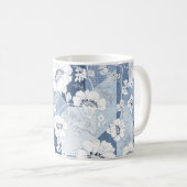 Mug patchwork de denim transparent sur fleur (Devant droit)