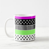 Mug Patchwork de rayures noir et blanc et néon (Gauche)