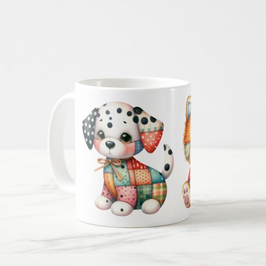 Mug Patchwork Dogs Design Art (Devant gauche)