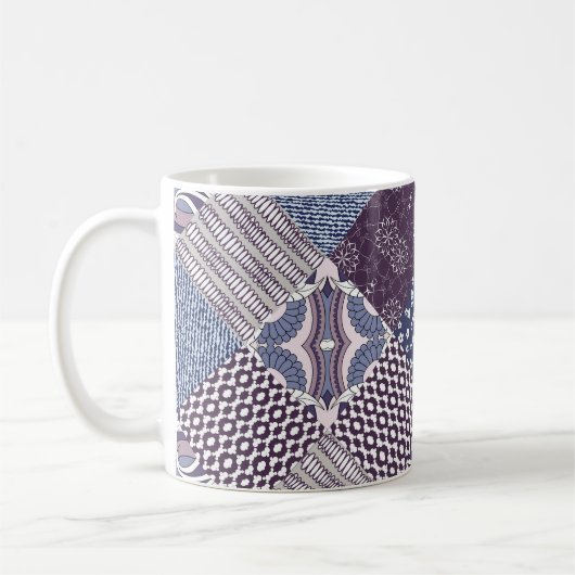 Mug Patchwork Doodle : Boho Vintage sans joint. (Gauche)