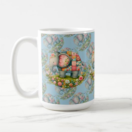 Mug Patchwork Elephant Floral Meadow Charm (Gauche)