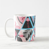 Mug Patchwork flamingo tropical, motif de palmier. (Gauche)