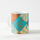 Mug patchwork indien : motif sans soudure vintage. (Devant gauche)